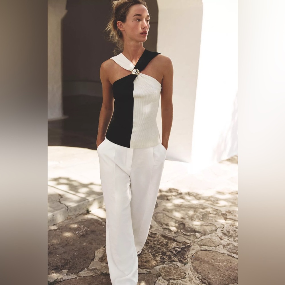 ZARA HALTER TOP WITH HARDWARE DETAIL